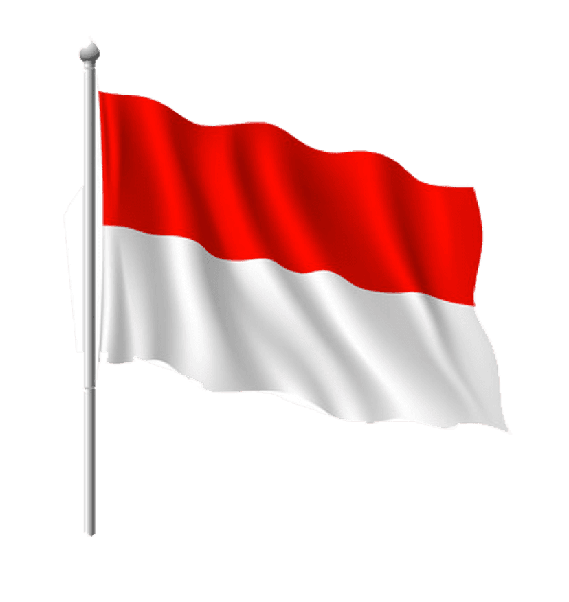 Indonesia flag PNG featuring a horizontal bicolour design with a solid red top stripe and a white bottom stripe.