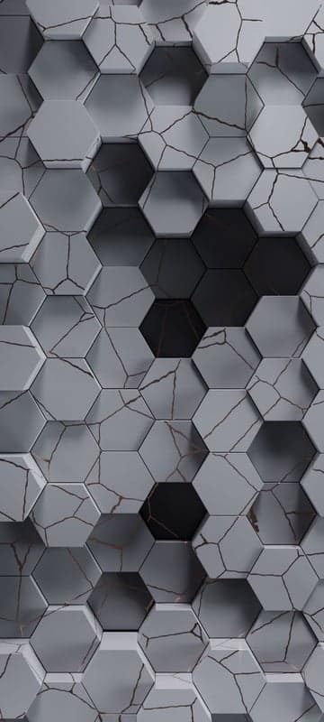 Cracked Hexagon Pattern with Gold Veins Abstract Background