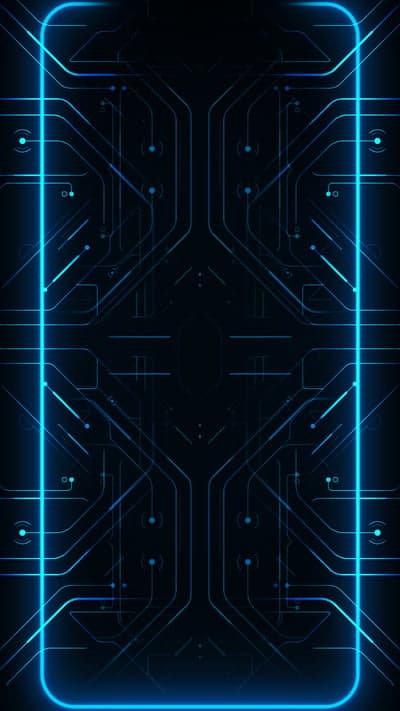 Glowing Neon Circuit Board Abstract Wallpaper