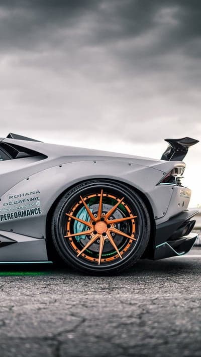 Custom Gray Widebody Lamborghini Mobile Phone Wallpaper