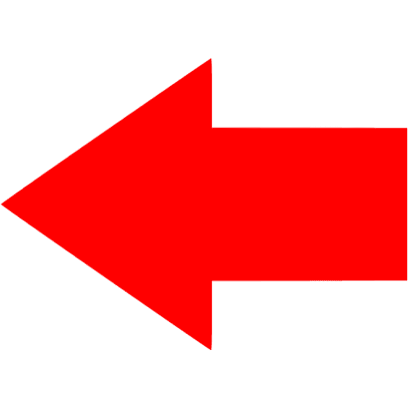 Red 3D arrow pointing right features a polished surface with realistic light reflections and soft shadows.