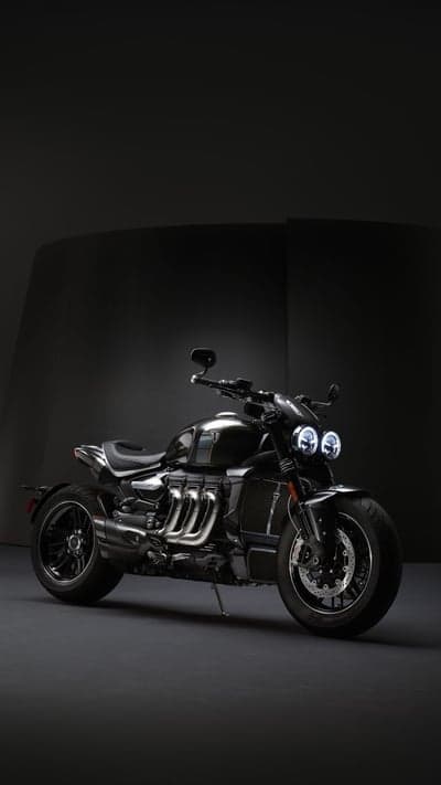 Sleek Black Triumph Rocket 3 Motorcycle in Studio