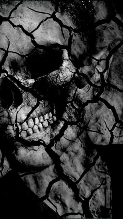 Fractured Human Skull Dark Monochrome Phone Wallpaper
