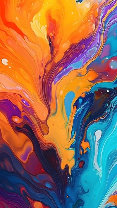 Vibrant Abstract Art: Orange, Blue, and Purple Swirls
