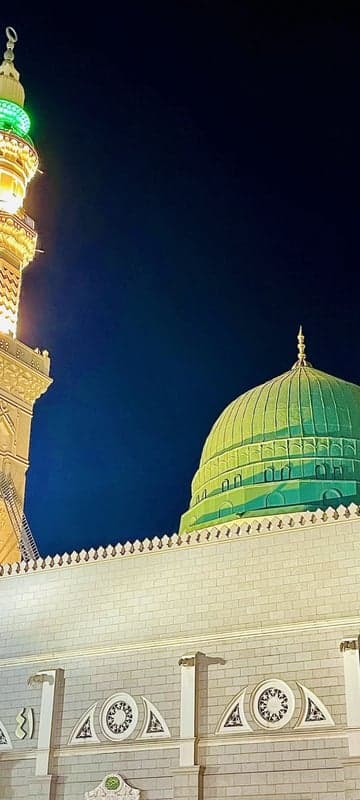 Green Dome of the Prophet's Mosque at Night