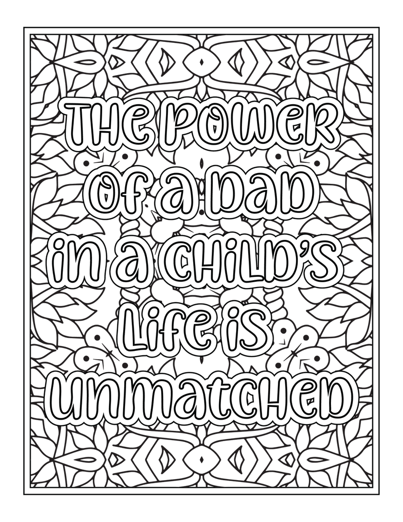 Fatherhood quote typography PNG features white lettering on a black patterned background for high contrast.