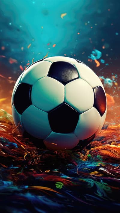 Dynamic Soccer Ball in Abstract Colorful Explosion