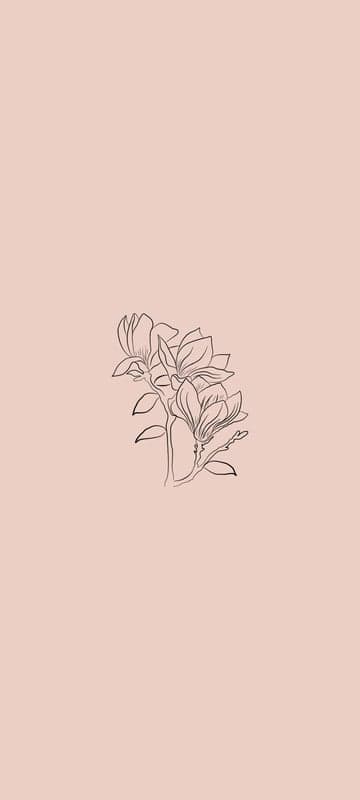 Minimalist Magnolia Flower Line Art Wallpaper