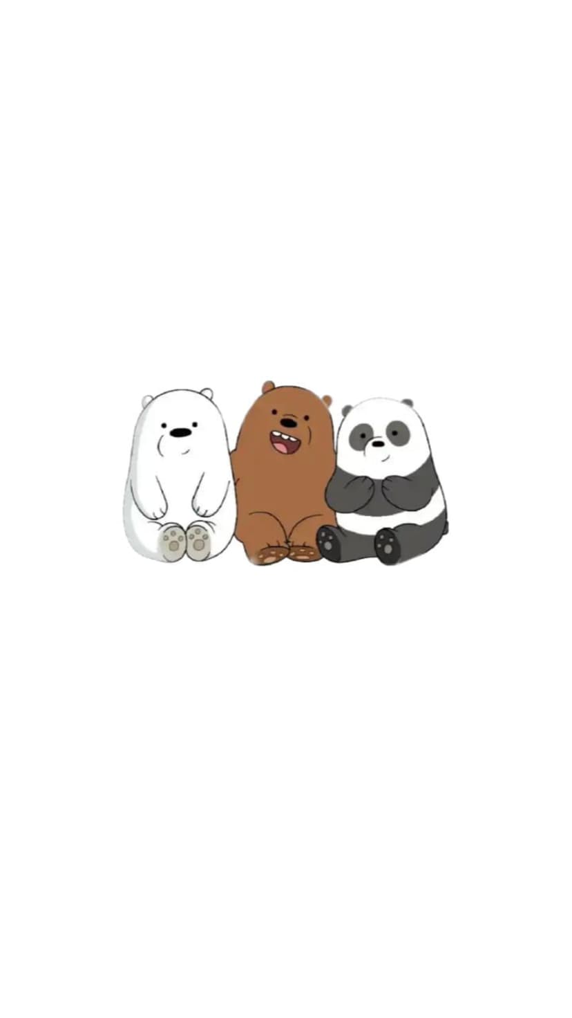Grizzly, Panda, and Ice Bear sit side-by-side on a plain white surface in a minimalist character arrangement.