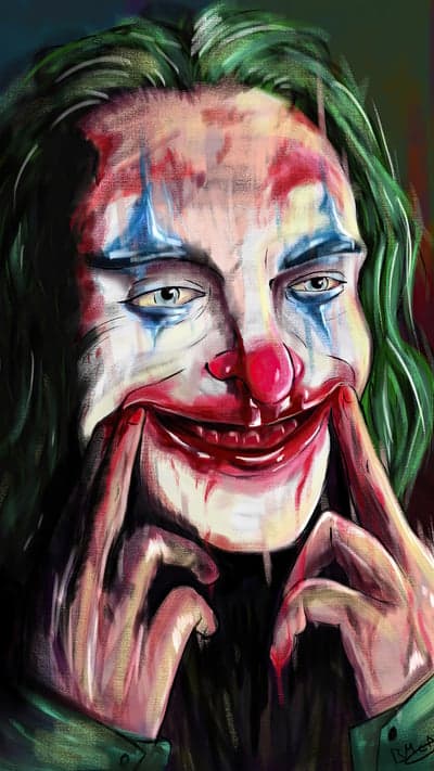 Disturbing Joker Portrait with Painted Smile