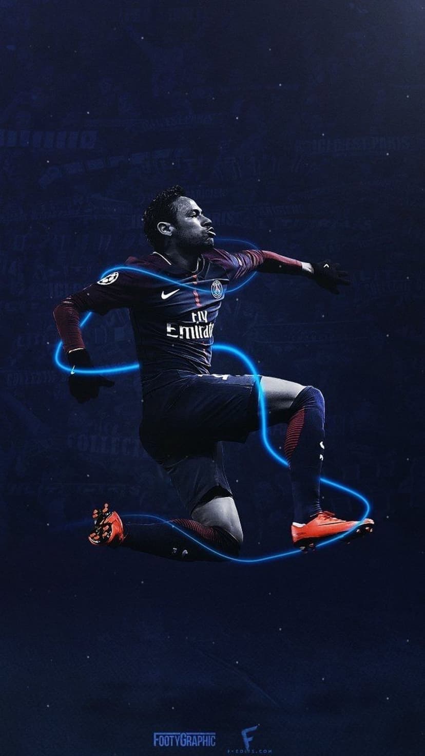 Neymar Jr Blue Neon Glow PSG Football Phone Wallpaper