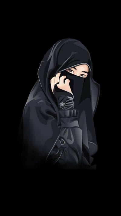Mysterious Woman in Black Niqab and Hijab