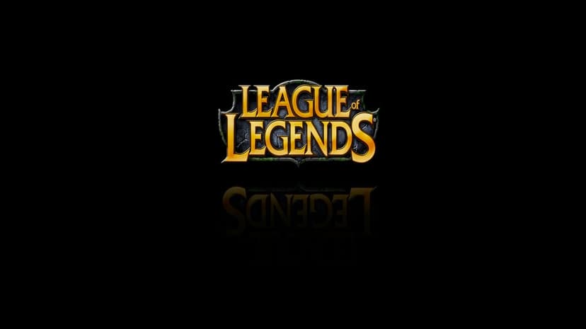 Golden League of Legends logo with stone texture and a subtle reflection on a solid black background.