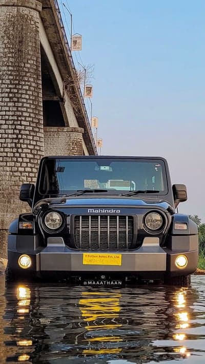 Mahindra Thar SUV Crossing Shallow River Mobile Wallpaper
