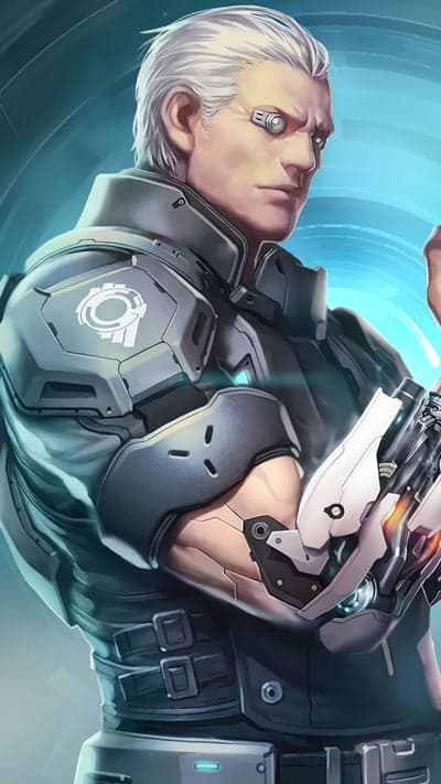 Cybernetic Soldier with White Hair | Sci-Fi Character Art