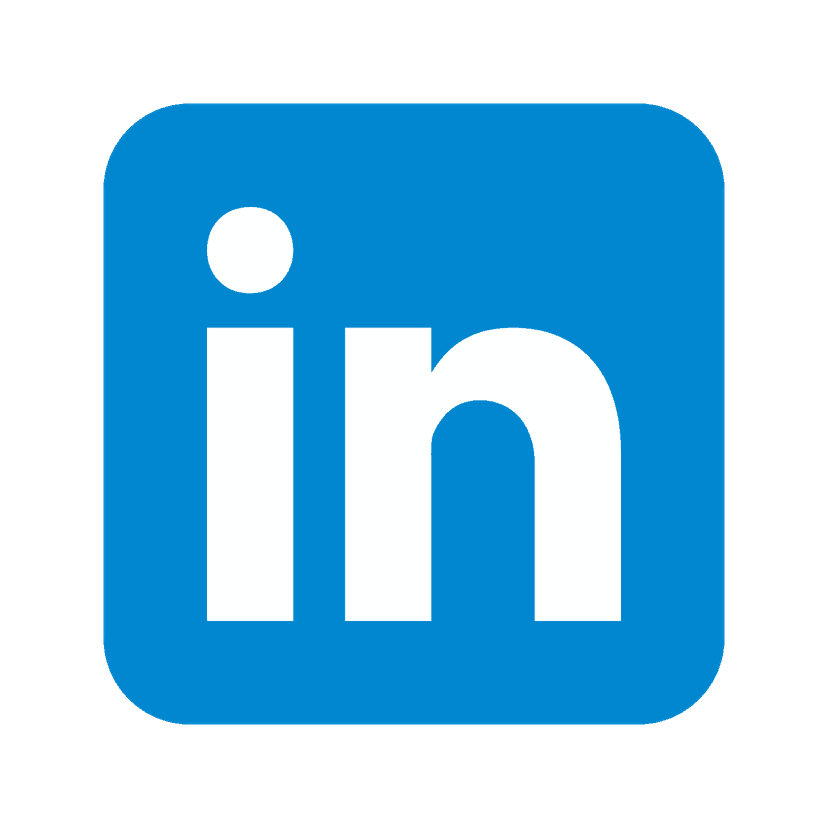 LinkedIn logo featuring a blue square with rounded corners and white lowercase letters on a transparent background.