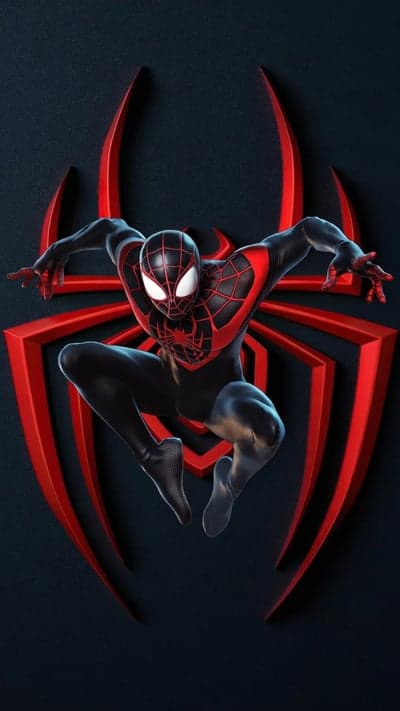 Miles Morales Spider-Man Mobile Wallpaper Red Black Suit
