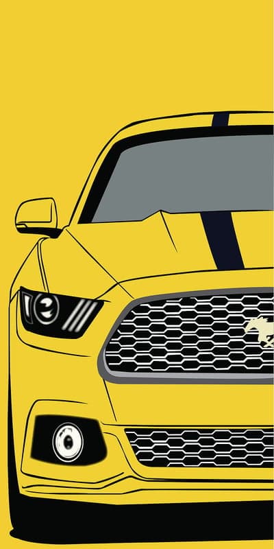 Yellow Ford Mustang Muscle Car Minimalist Phone Wallpaper