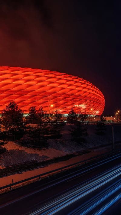 Scarlet Arena - Illuminated Stadium at Night