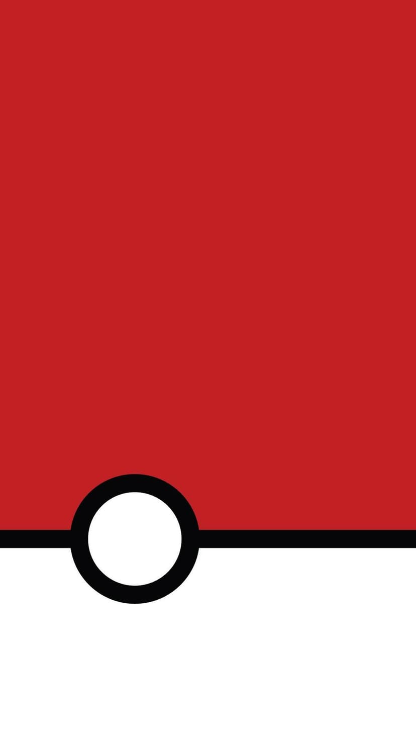 Minimalist Pokéball graphic with a red top half, white bottom, and a black horizontal center button line.