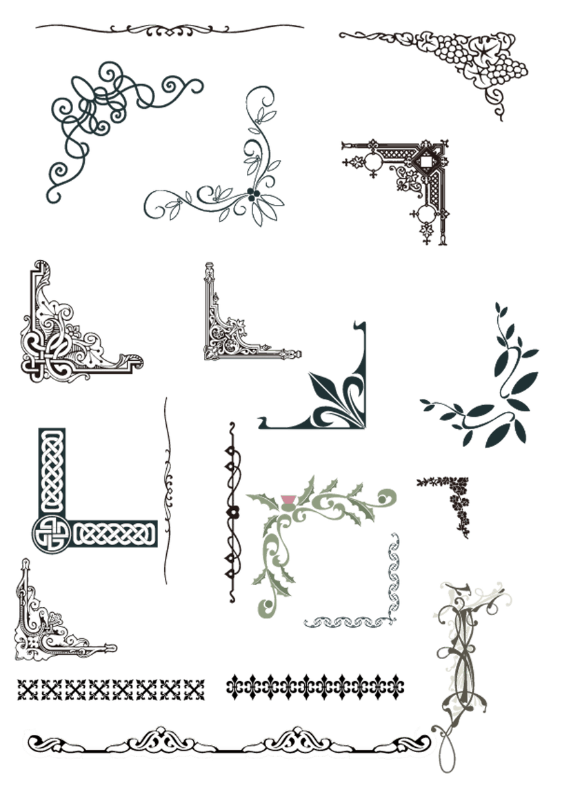 Euclidean texture pattern borders featuring sharp corner frames and geometric angled lines in a clean layout.