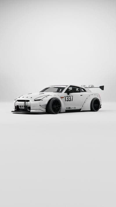White Widebody Nissan GT-R with Racing Decals
