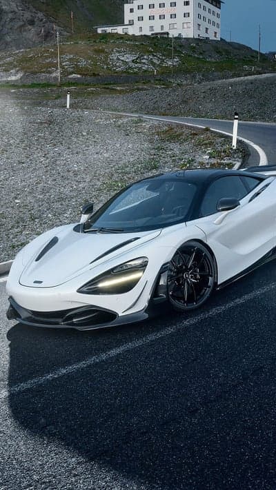 White McLaren 720S on Alpine Road