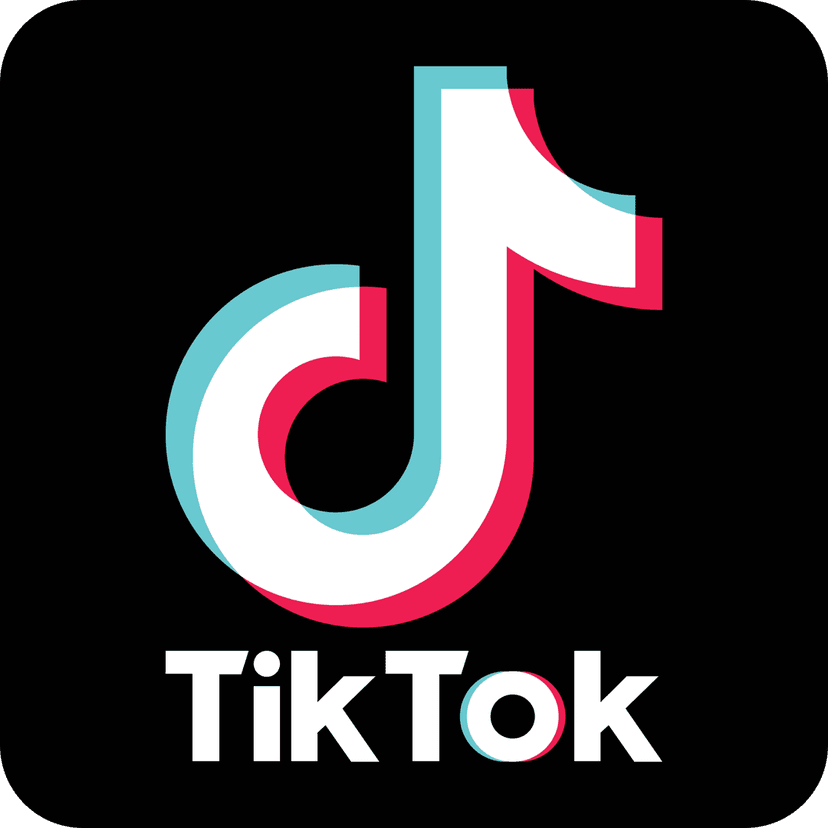 TikTok logo musical note icon featuring cyan and magenta color shifts on a transparent background for design.