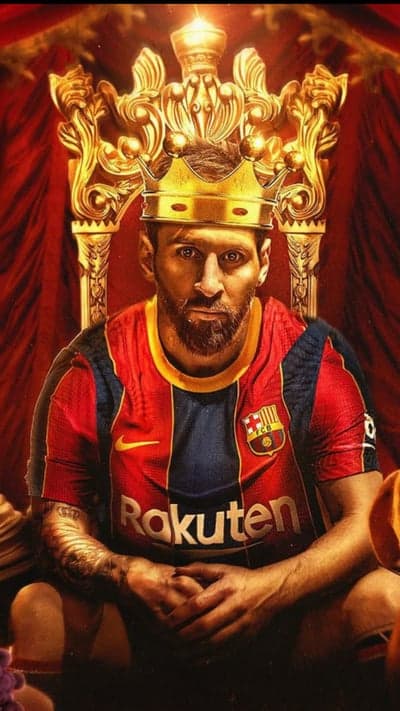 Messi Regal Throne Barcelona Jersey Mobile Wallpaper