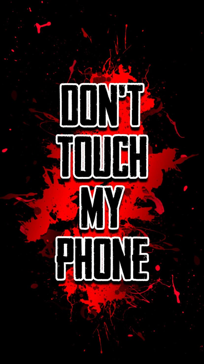 White three dimensional warning text centered on a distressed red and black paint splatter background.