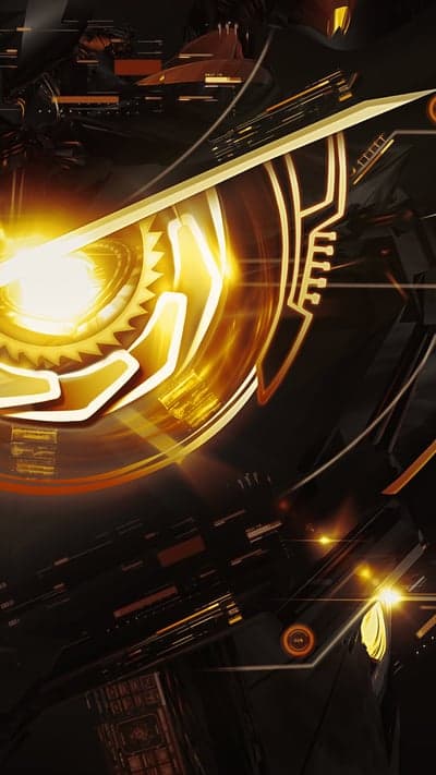 Futuristic Gold and Black Geometric Sci-Fi Phone Wallpaper