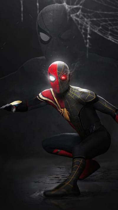 Spider-Man's Dark and Light Suit Crouched Low