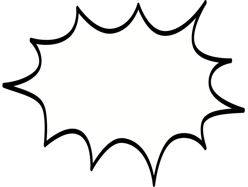 Outlined speech bubble illustration with a thick black stroke and transparent background for graphic design projects.