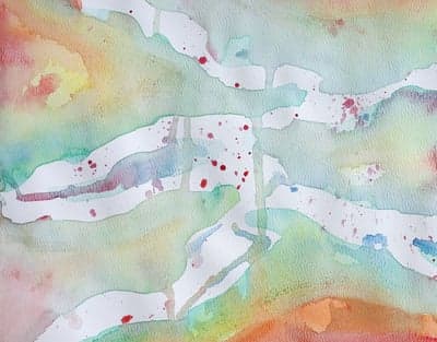 Abstract Watercolor with Organic Forms and Splashes