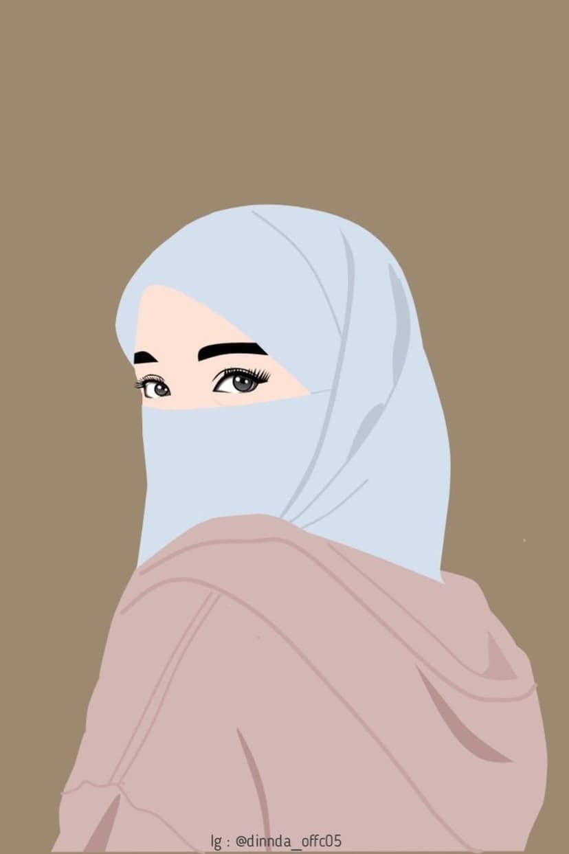 Muslim woman wearing a light blue hijab, white niqab, and pink jacket with expressive eyes against a brown wall.