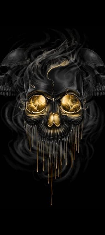 Gold and Black Dripping Skull with Smoke Effect