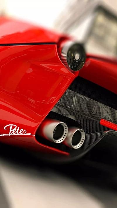 Red Supercar Dual Exhaust Pipes Peter Logo Mobile Wallpaper