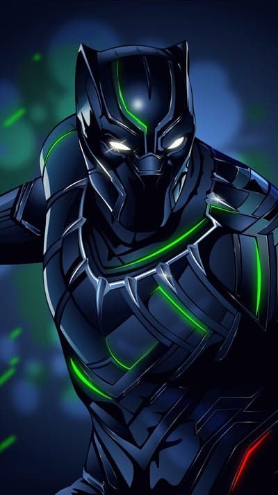Black Panther Glowing Suit Digital Art Wallpaper