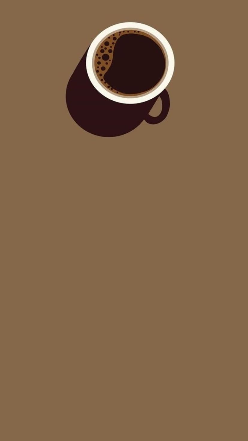 White coffee cup and saucer with dark espresso foam casting a sharp shadow onto a matte brown background.