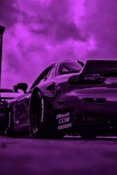 Neon Purple Mazda RX-7 Street Build Phone Background