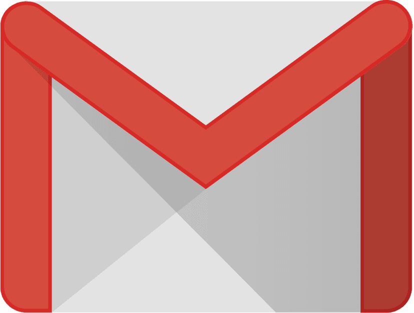 Gmail logo featuring a red and white envelope icon next to sans-serif text with clean geometric vector lines.