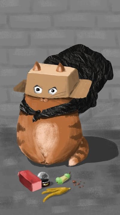 Quirky Orange Tabby in Box Headpiece Phone Wallpaper