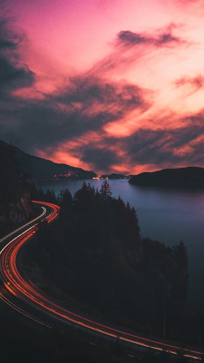 Valley Haze - Streaking Lights on a Forest Road