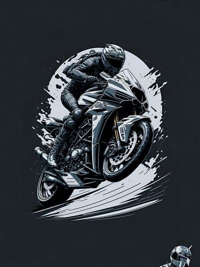 Monochrome Racing Biker Splash Art Mobile Background