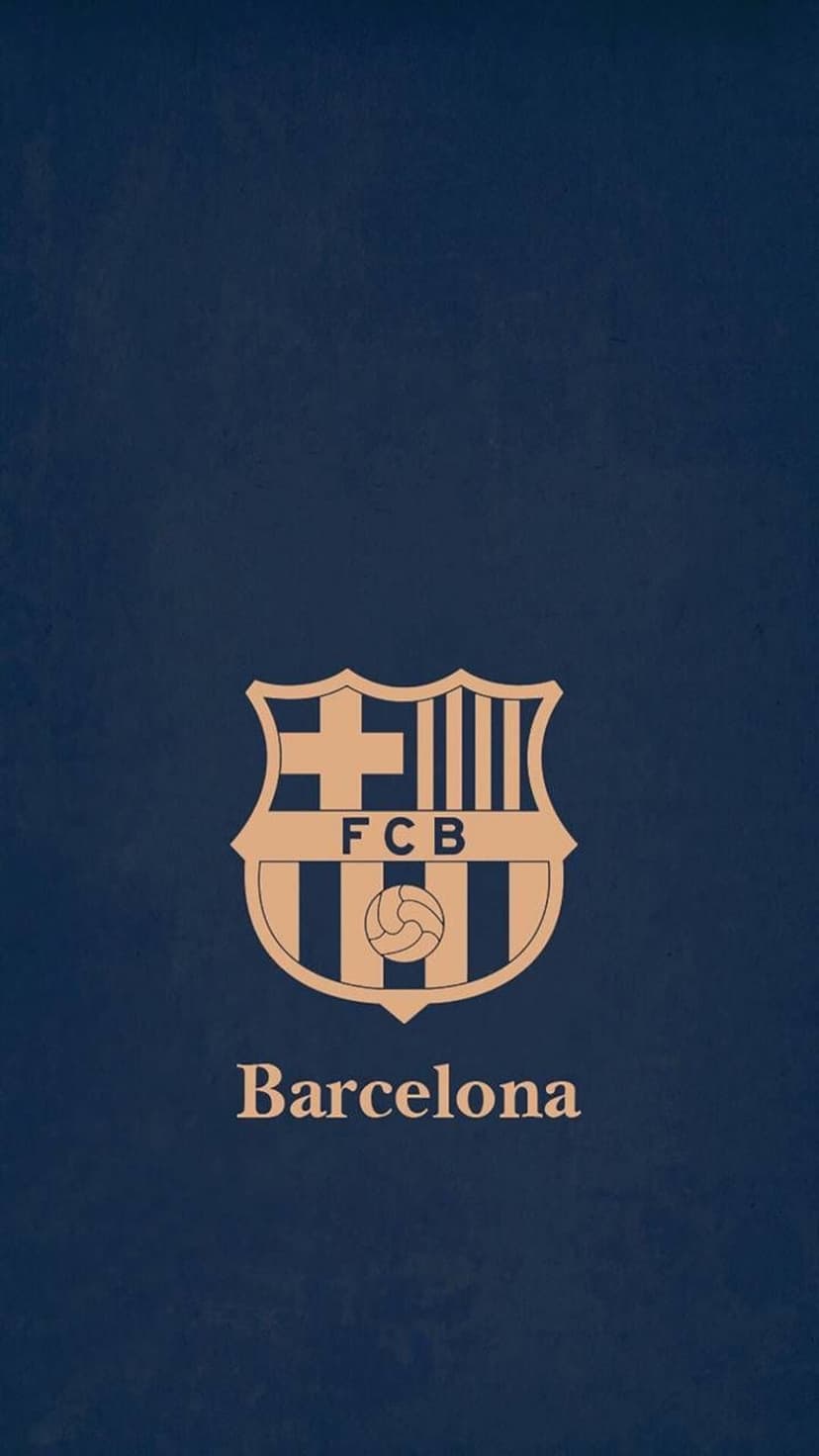 Golden FC Barcelona crest with the St. George's Cross and Catalan stripes on a textured dark blue backdrop.