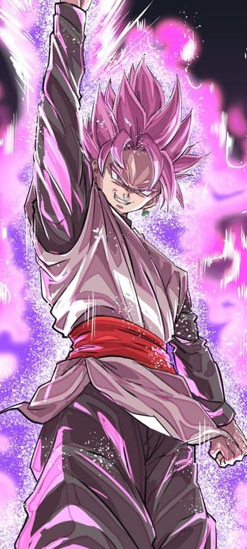 Goku Black Rose Fighting Pose with Pink Aura