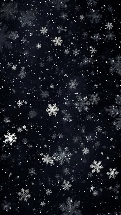 Falling Snowflakes on Dark Winter Night Background