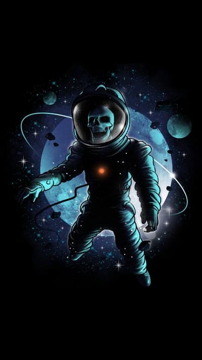 Undead Astronaut Floating in Lunar Space Phone Wallpaper