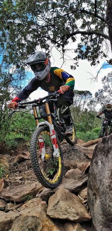 Downhill MTB Action Wallpaper Brazilian Flag Jersey
