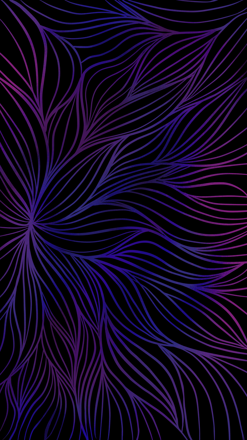 Intertwined pink and purple glowing lines curve gracefully against a solid black backdrop in a vertical layout.
